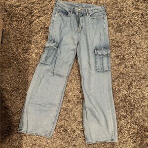 OLD NAVY Extra High-Waisted Sky-Hi Wide-Leg Cargo Jeans